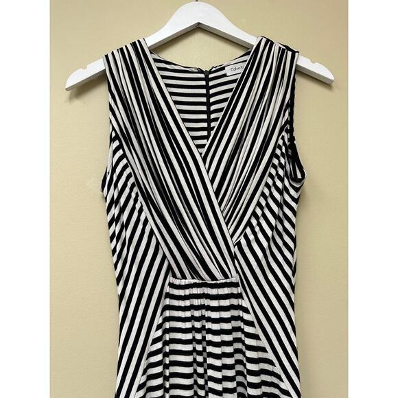 Calvin Klein Black White Jersey Knit Striped Knee Length Bodycon Dress Size 4 - Picture 10 of 14